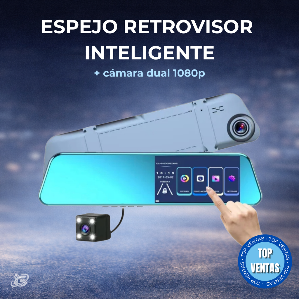 Espejo Retrovisor Inteligente + camara dual 1080p