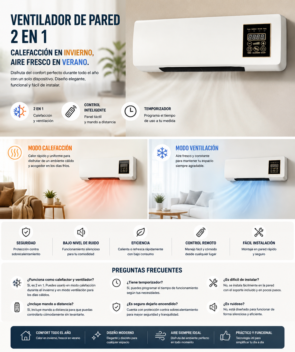 Ventilador de pared 2 en 1