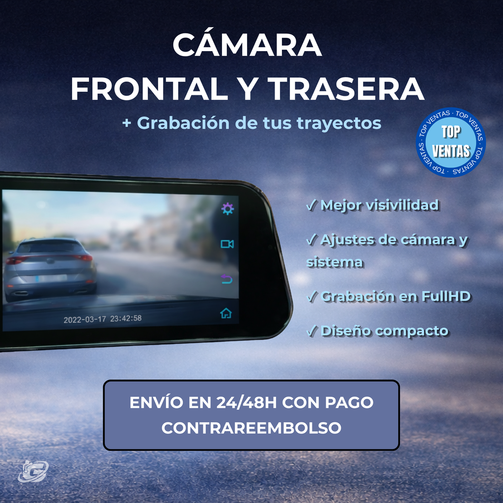 Espejo Retrovisor Inteligente + camara dual 1080p