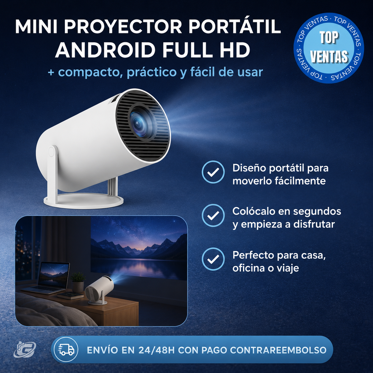 Mini proyector portátil Android Full HD