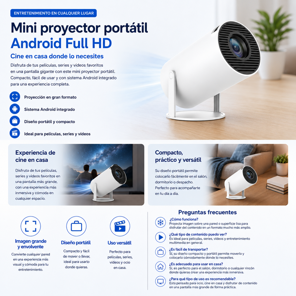 Mini proyector portátil Android Full HD