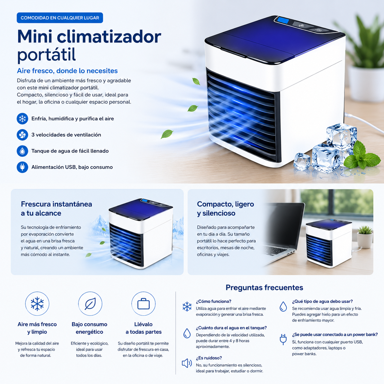 Mini climatizador portátil